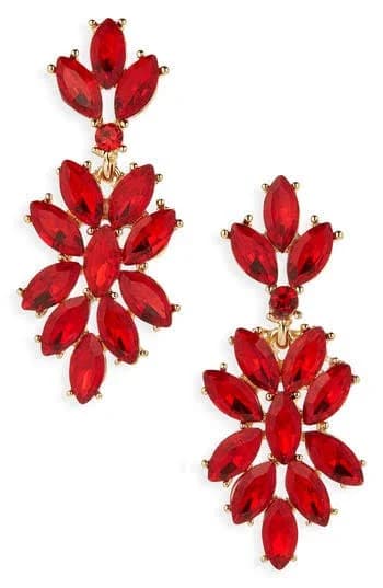 Cara Women's Crystal Leaf Drop Earrings