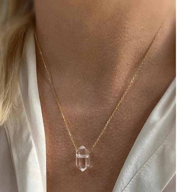 14kt Gold Filled Clear Quartz Pendant Necklace