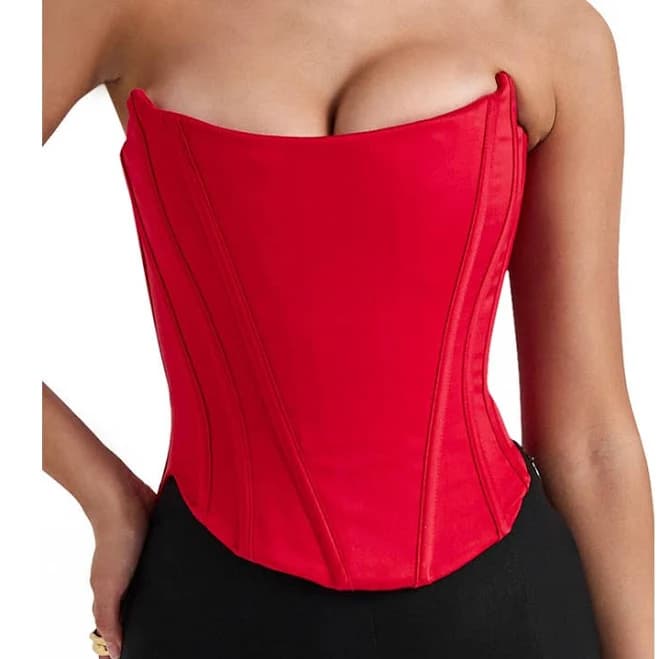 House of CB Women's Genevieve Strapless Satin Corset Top
