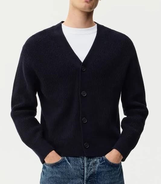 H&M Men's Relaxed-Fit Rib-Knit Cardigan