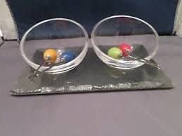 SLATE SLAB TRAY WITH TWO HOR'S DOERVES BOWLS AND 4 PICKS FOR APPETIZERS NWOT | eBay