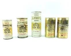 Olympia Gold Light 7-12-16 Ounce Five (5) Empty Beer Cans Pull Tab Pop Top