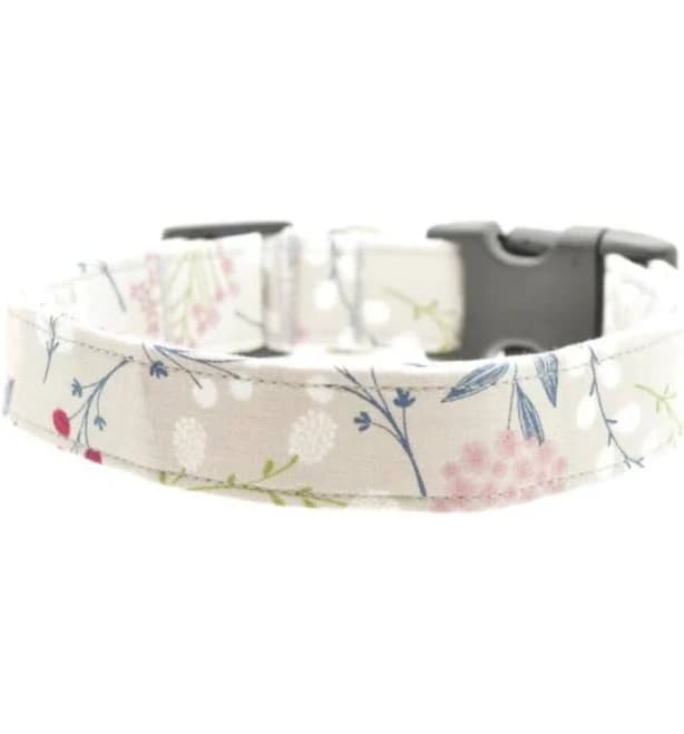 Gray Floral Dog Collar