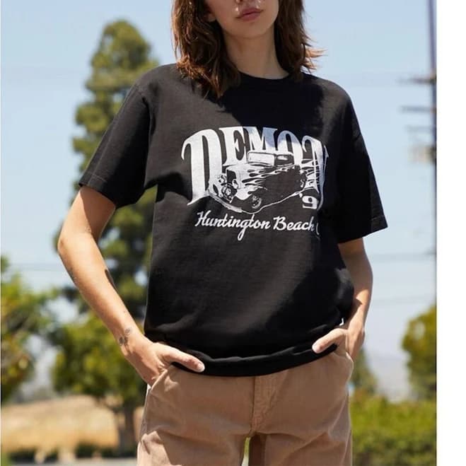 Brandy Melville Marina Demon '91 Graphic T-shirt Black Women's Tee