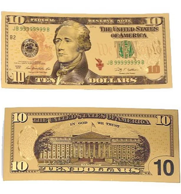 Blinkee Ten Dollar Commemorative Collectible Premium Replica Paper Money Bill