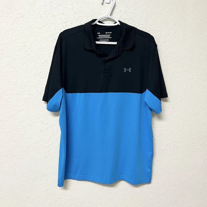 Under Armour The Performance Polo Short Sleeve Golf Shirt Black Blue