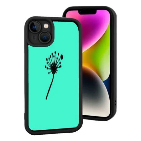 Lightweight iPhone 15 Case - Turquoise with Black Silhouette Stylish Protection with Camera Cutout
