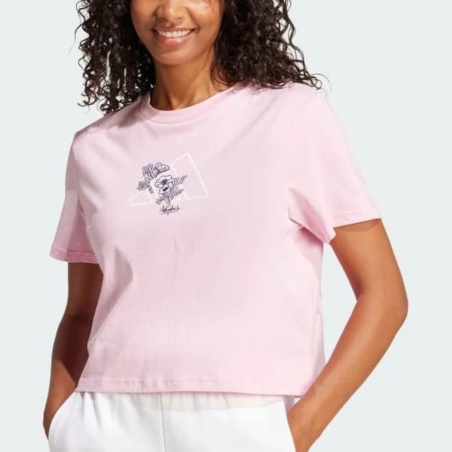 adidas Women's Tech Metallic Graphic Loose Fit Crop Tee