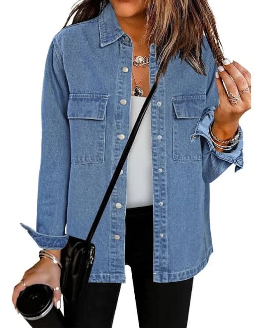 Luvamia Women's Oversized Western Denim Jacket with Pockets