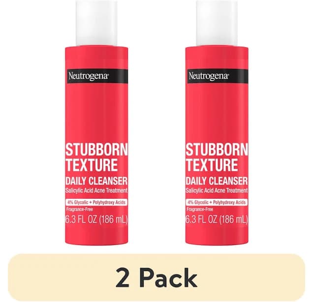 (2 pack) Neutrogena Stubborn Texture Daily Acne Facial Cleanser, 6.3 fl. oz, Size: 6.3 fl oz