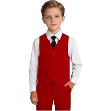 Amazon.com: Mrbuerly Suits for Boys Wedding Outfit Size 2 Boys Tuxedo Suit Vest and Pants Set with Shirt&Tie Kids Burgundy Velvet Suits: Clothing, Shoes & Jewelry