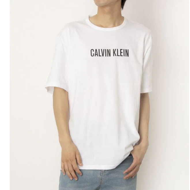 Calvin Klein S/s Crew Neck White W/ Black Logo