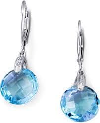 Amazon.com: KOKAV 14K White Gold Genuine Blue Topaz 12mm, Diamonds Dangle Earrings: Clothing, Shoes & Jewelry