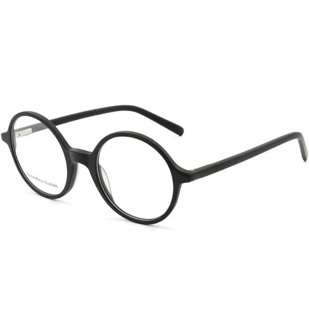 Midnight | Patterned Acetate Eyeglasses For Men & Women | Retro Round Full Rim Glasses Frames, Black