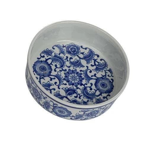 Creative Co-Op 8 Cup Stoneware Pet Bowl with Floral Design