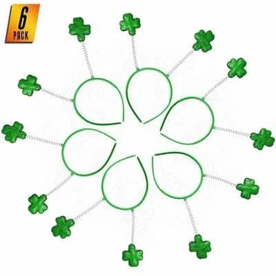 Skeleteen Glitter Shamrock Headband Boppers St Patricks Day Irish Green Shamrock Head Band Party Favors Supplies Accessories