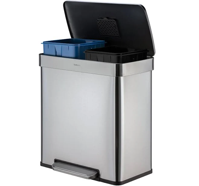 Qualiazero 16 Gallon Stainless Steel Step On Garbage Bin