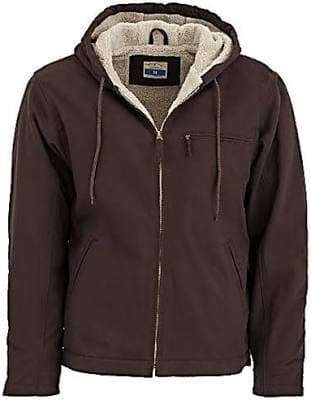 Blue Mountain Men's DWR Sherpa-Lined Heavy-Duty Sanded Duck Hooded Jacket