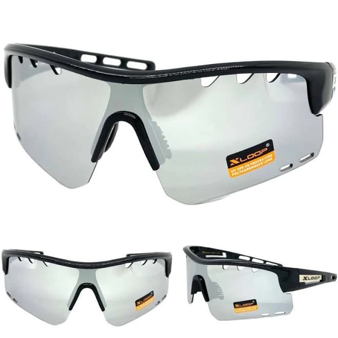 Oversized Wrap Around Cycling Shield Sun Glasses Large Black Frame