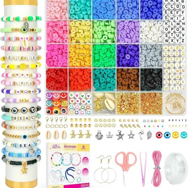 5100 Clay Beads Bracelet Making Kit with Charms for Friendship Jewelry, Polymer Heishi Beads for Teen Girls Crafts, All-Inclusive Kit