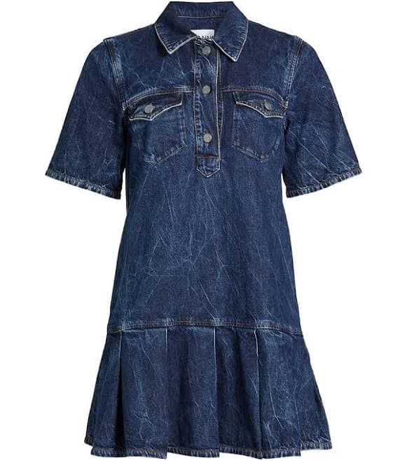 Ganni Women's Crinkled Future Denim Mini Dress