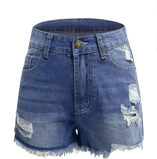 Daily Denim High Waist Distressed Denim Shorts