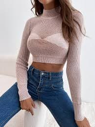 Ribbed Knit Crop Sweater | SHEIN