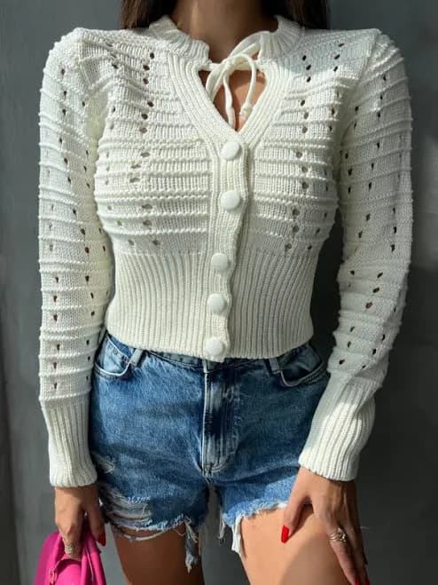 Openwork Knit Cardigan