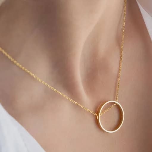 14K Solid Gold Ring Necklace
