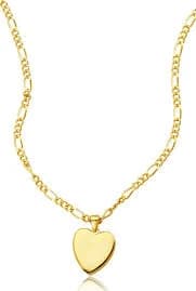 Adornia 14K Gold Plated Figaro Chain Heart Necklace