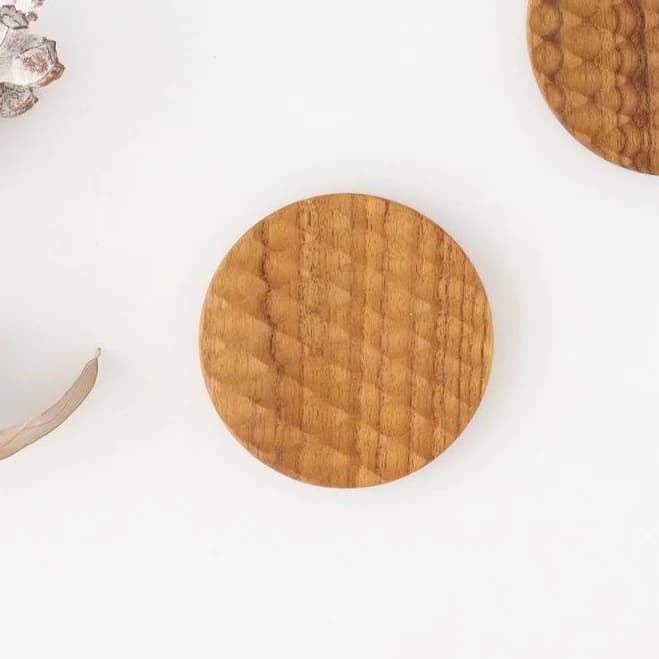 coaster round natural wood