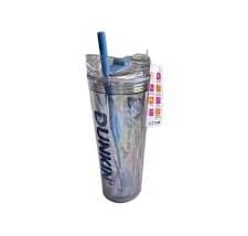 Dunkin Donuts 24 Oz Tumbler Blue Acrylic Prism Cold Iced Drinks Finger Handle