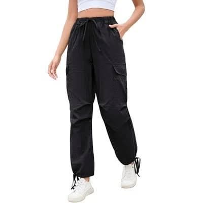 Coolmee Women's Baggy Parachute Cargo Pants with Drawstring