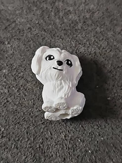 Unbranded Small White Toy Dog- .5 Inch X .5 Inch