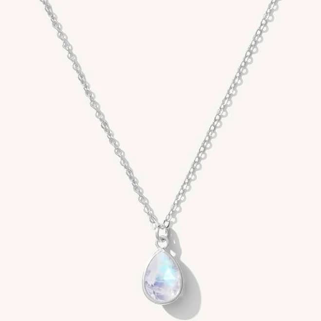 Sterling Silver Teardrop Moonstone Necklace