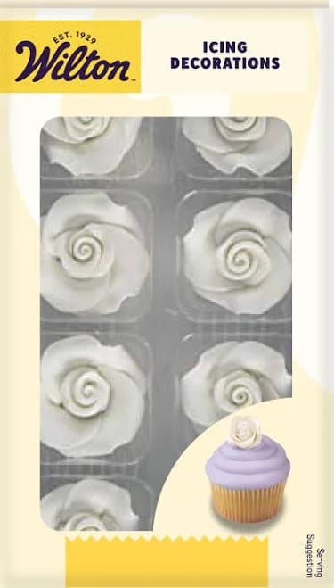 Wilton Royal Icing White Roses Edible Cake Decorations