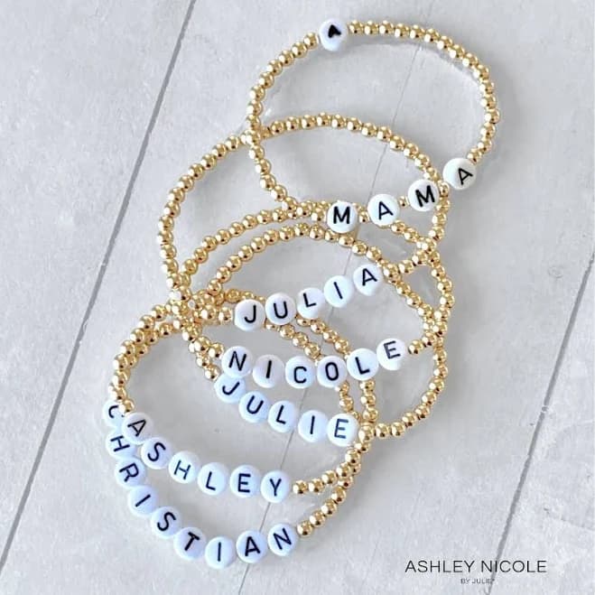 14K Gold Filled Personalized Beaded Name Bracelet