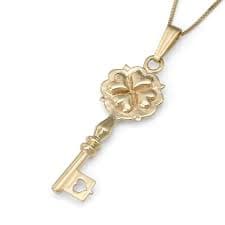 Exclusive 14K Gold Heart Key Pendant, Jewish Jewelry | Judaica Web Store