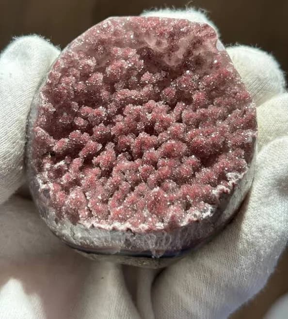 Rare Red Mulberry Druzy Geode, 186g Deep Berry Crystal Cavern, Natural Base Agate, Unique Heart Healing Specimen, Rare Red-Purple Quartz
