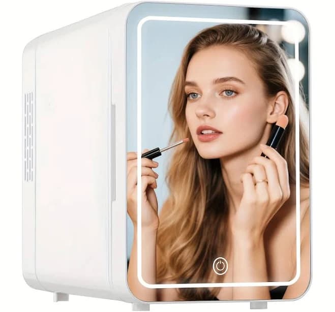 Mini refrigerator, Skincare fridge, 6L Portable Mini Fridge and Warmer - Compact 6-Can Cooler with Freezer, Mini refrigerator for bedroom, Dual Power