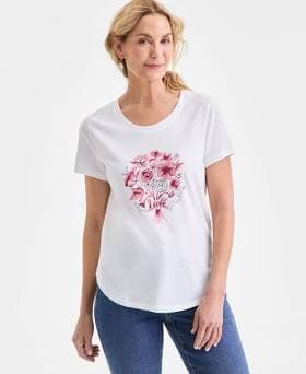Style & Co. Women's Floral Graphic Short-Sleeve Crewneck T-Shirt