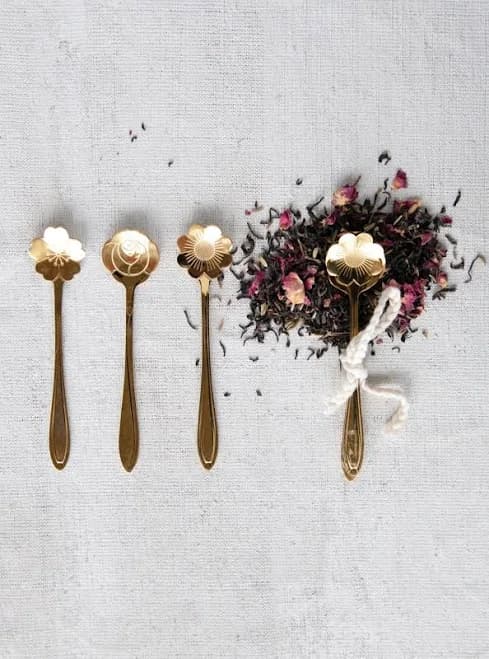 Gold Flower Shaped Spoons Rose