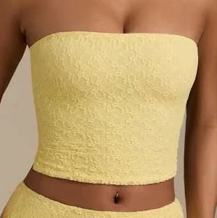 Oh Polly Ruched Strapless Lace Top