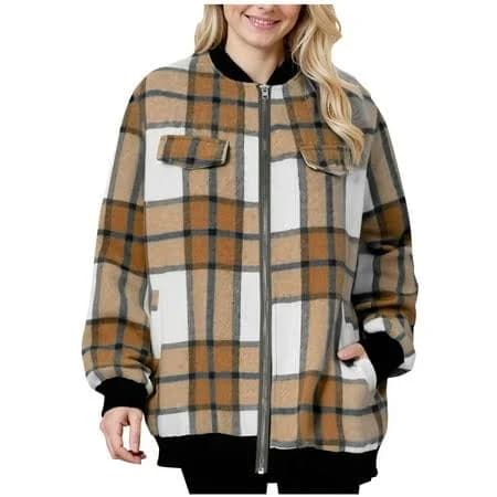 Women's Oversized Flannel Plaid Jacket