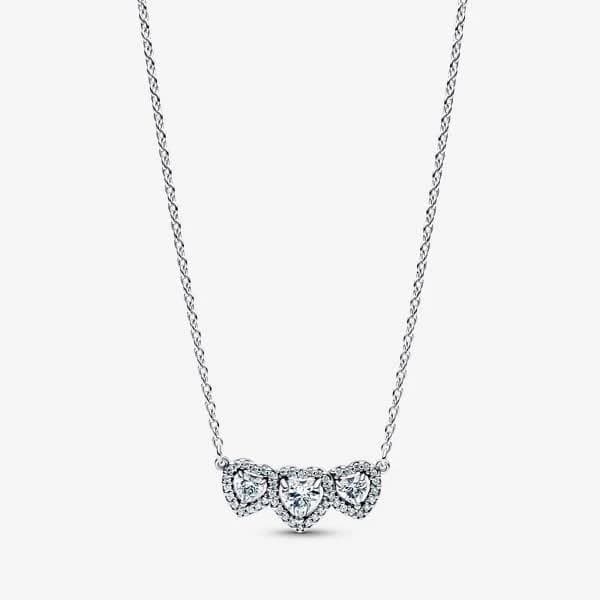 Pandora Trilogy of Hearts Silver Necklace