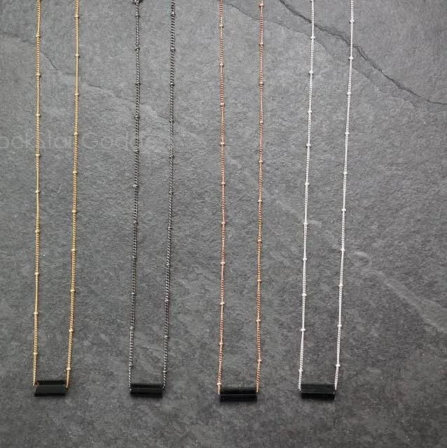 Sterling Silver Raw Black Tourmaline Pendant Necklace