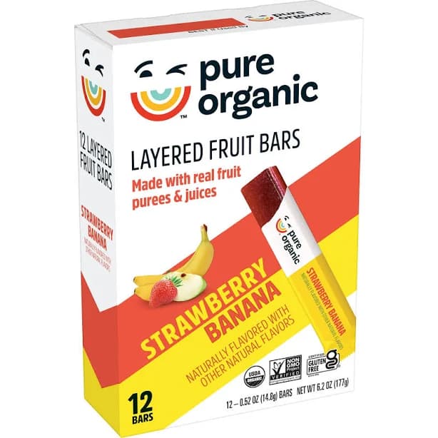 Pure Organic Layered Fruit Bars Strawberry Banana