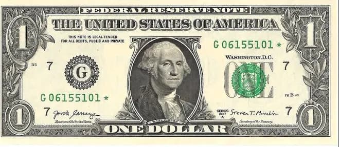 Usa - 1 Dollar Banknote, 2017, Unc - Series A-g - Unc Replacement