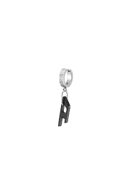 Women's Two-tone Stainless Steel single hoop earring | Black | Diesel