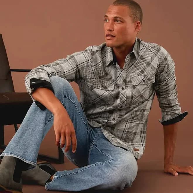 Outpost Makers Men's Polyester Flannel Knit Shirt with Buckle